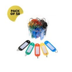 Plastic keychain display with card, multicolor - pack of 50
